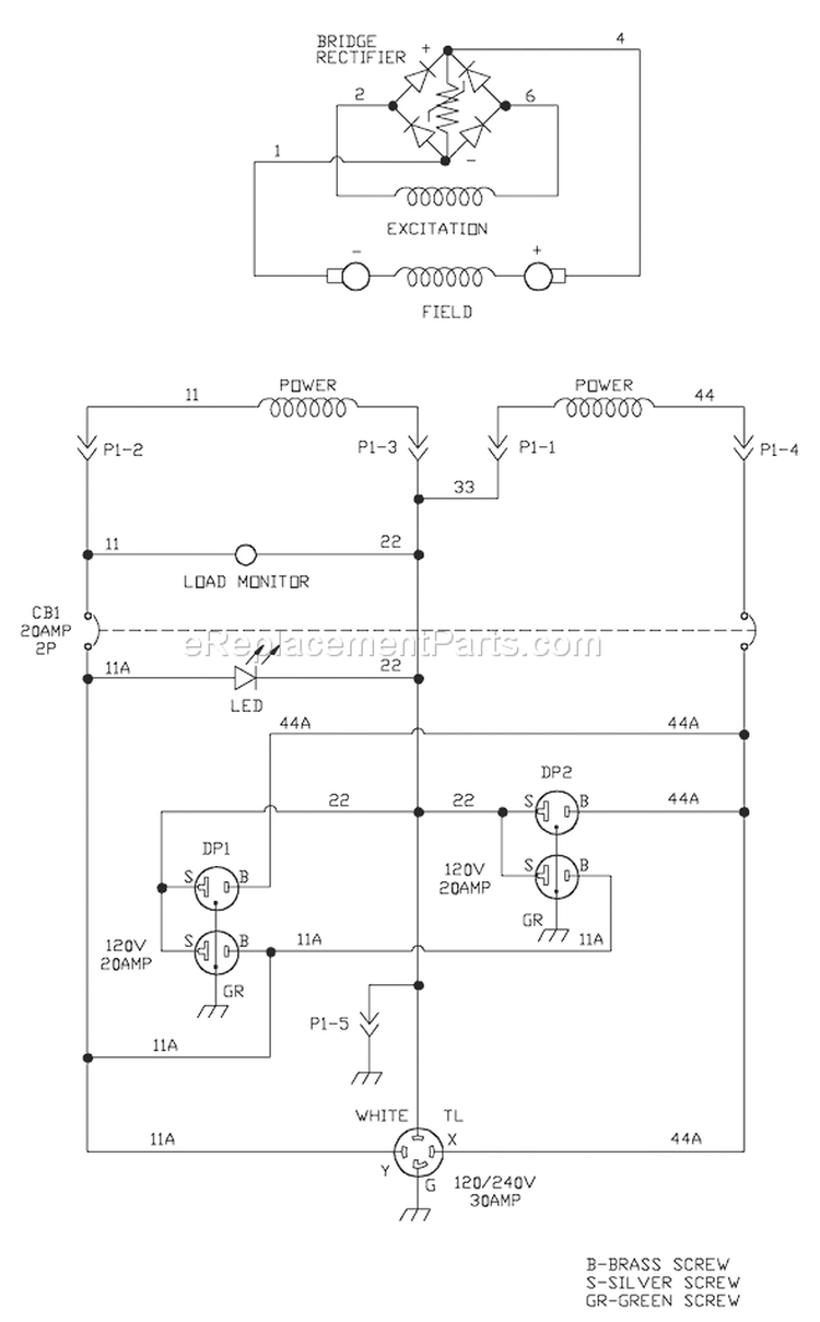 Page E Diagram and Parts List for 030424-0  Briggs and Stratton Generator